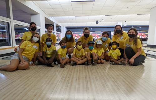 Volunteers and Campers at the TerpZone Bowling Alley